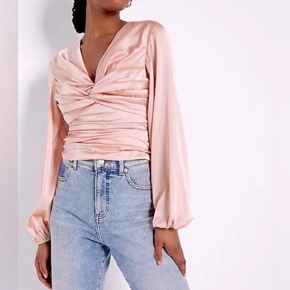 Express Satin Blouse With Twisted Details